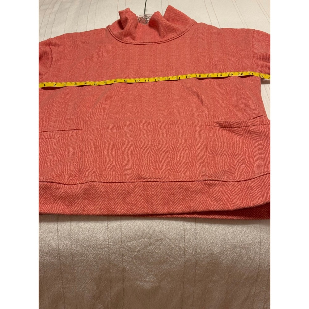 Columbia Womens XL Coral Pink Herringbone Funnel Neck Pullover Sweatshirt Pocket - Picture 4 of 6
